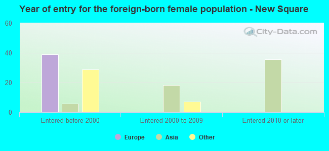 Year of entry for the foreign-born female population - New Square