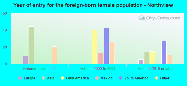 Year of entry for the foreign-born female population - Northview
