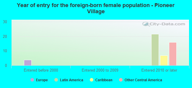 Year of entry for the foreign-born female population - Pioneer Village