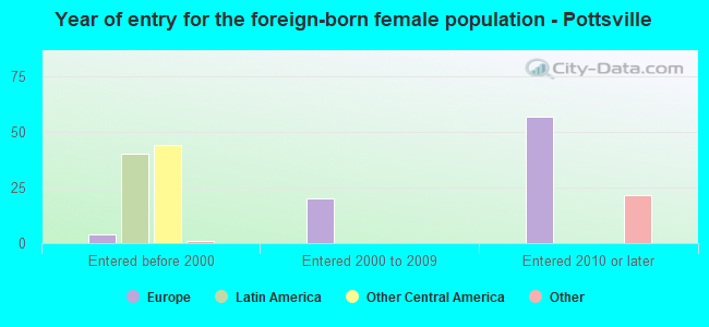 Year of entry for the foreign-born female population - Pottsville