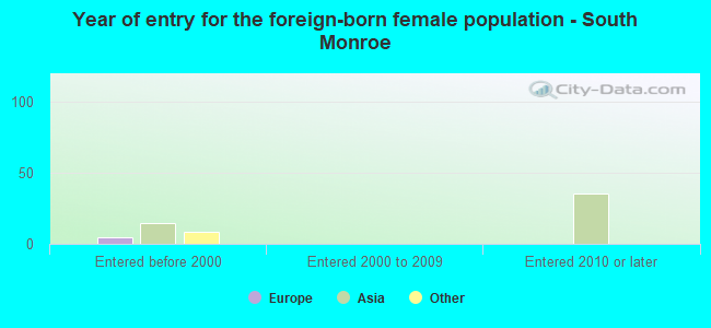 Year of entry for the foreign-born female population - South Monroe