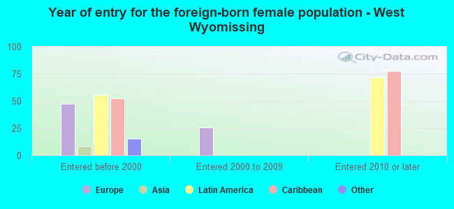 Year of entry for the foreign-born female population - West Wyomissing
