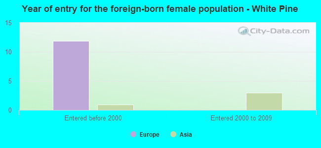 Year of entry for the foreign-born female population - White Pine