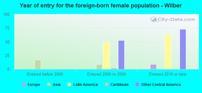 Year of entry for the foreign-born female population - Wilber