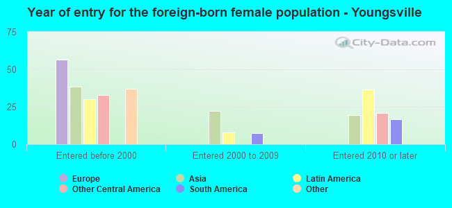 Year of entry for the foreign-born female population - Youngsville
