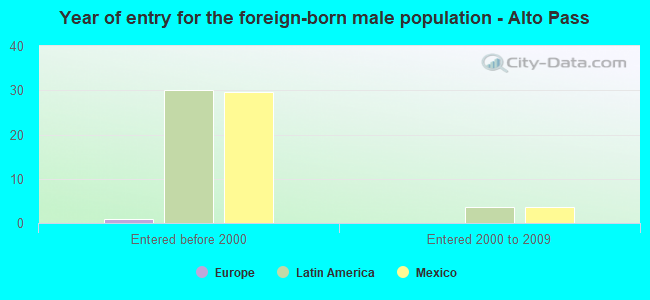 Year of entry for the foreign-born male population - Alto Pass