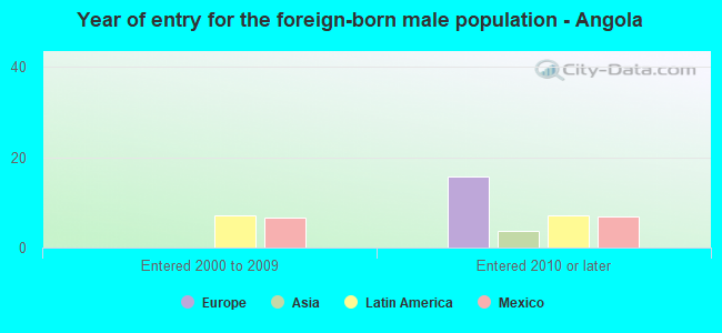 Year of entry for the foreign-born male population - Angola