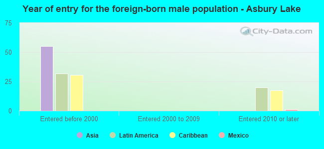 Year of entry for the foreign-born male population - Asbury Lake