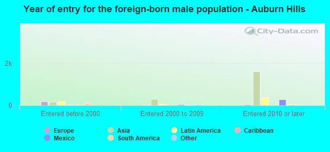 Year of entry for the foreign-born male population - Auburn Hills
