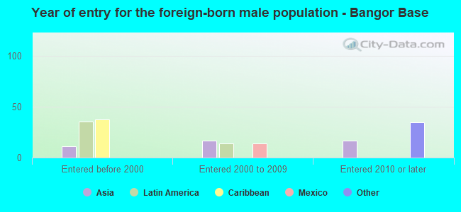 Year of entry for the foreign-born male population - Bangor Base
