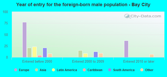 Year of entry for the foreign-born male population - Bay City