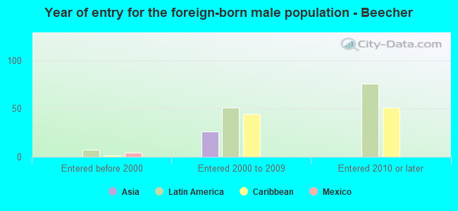 Year of entry for the foreign-born male population - Beecher