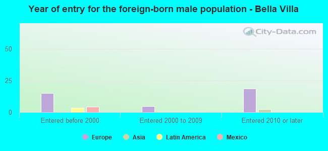 Year of entry for the foreign-born male population - Bella Villa