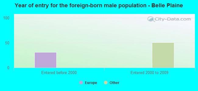 Year of entry for the foreign-born male population - Belle Plaine