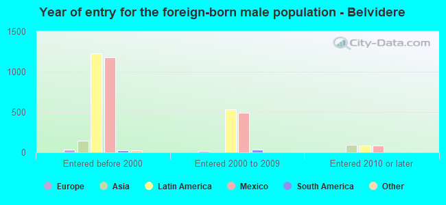 Year of entry for the foreign-born male population - Belvidere