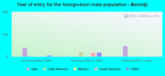 Year of entry for the foreign-born male population - Bemidji