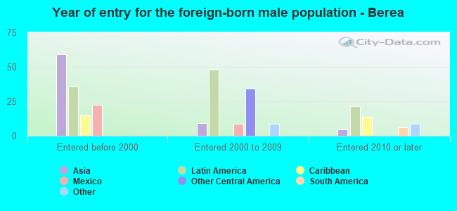 Year of entry for the foreign-born male population - Berea