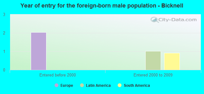 Year of entry for the foreign-born male population - Bicknell