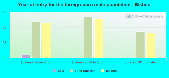 Year of entry for the foreign-born male population - Bisbee