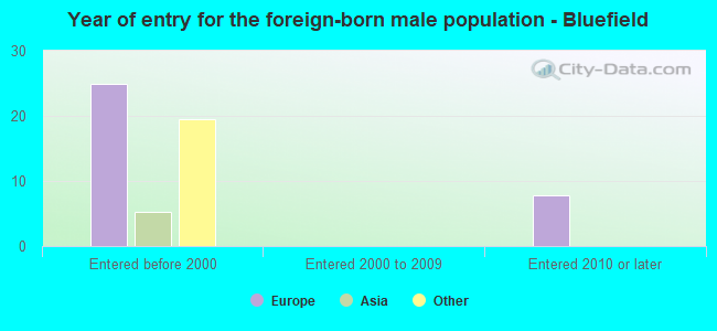 Year of entry for the foreign-born male population - Bluefield