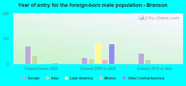 Year of entry for the foreign-born male population - Branson