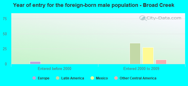Year of entry for the foreign-born male population - Broad Creek
