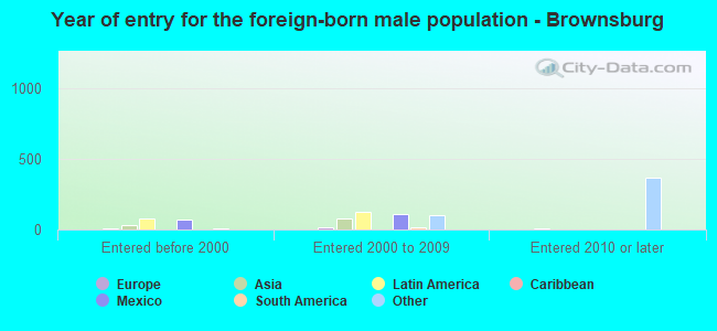Year of entry for the foreign-born male population - Brownsburg