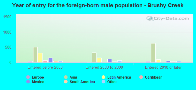 Year of entry for the foreign-born male population - Brushy Creek