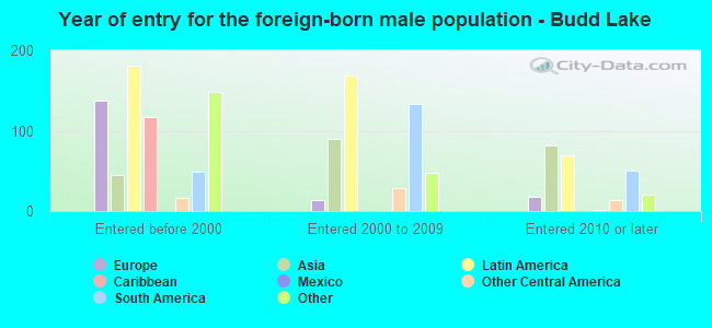 Year of entry for the foreign-born male population - Budd Lake