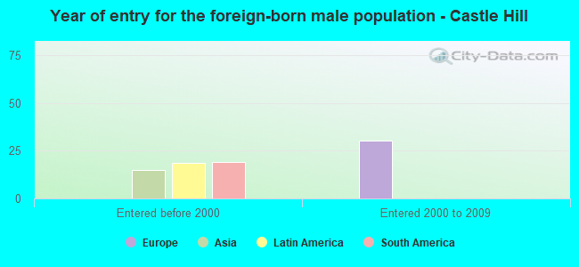 Year of entry for the foreign-born male population - Castle Hill