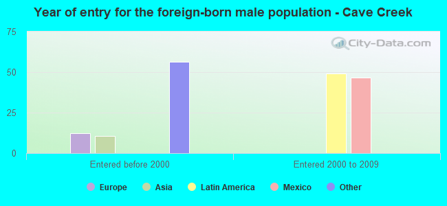 Year of entry for the foreign-born male population - Cave Creek