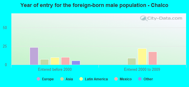 Year of entry for the foreign-born male population - Chalco