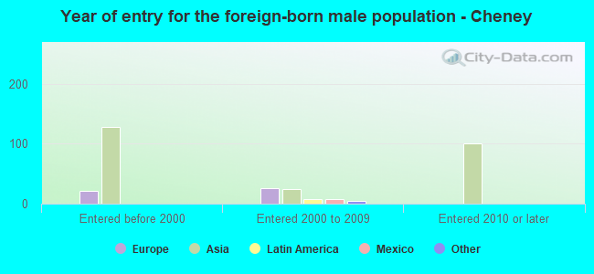 Year of entry for the foreign-born male population - Cheney