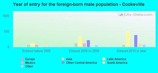 Year of entry for the foreign-born male population - Cookeville