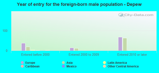 Year of entry for the foreign-born male population - Depew