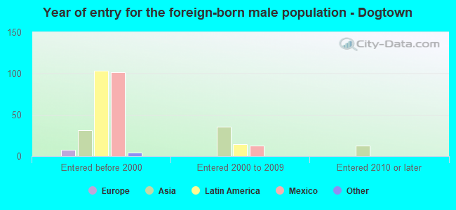 Year of entry for the foreign-born male population - Dogtown