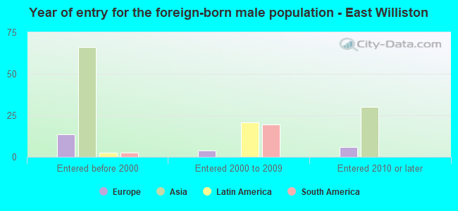 Year of entry for the foreign-born male population - East Williston