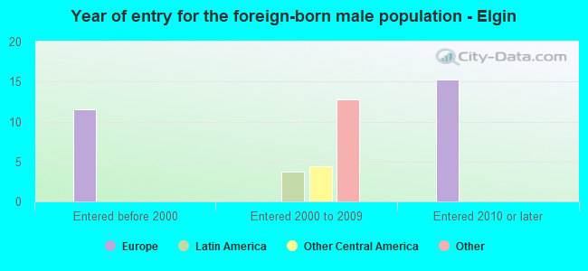 Year of entry for the foreign-born male population - Elgin