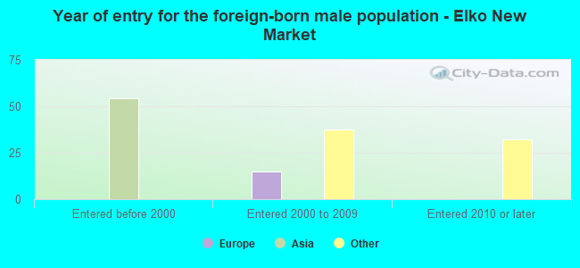 Year of entry for the foreign-born male population - Elko New Market