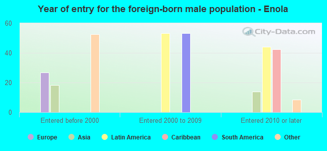 Year of entry for the foreign-born male population - Enola