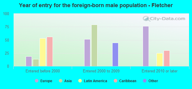 Year of entry for the foreign-born male population - Fletcher