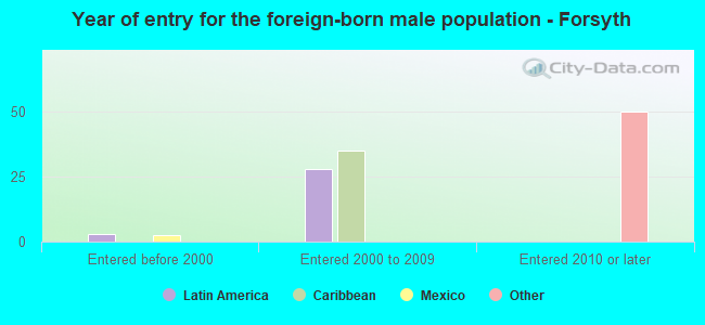 Year of entry for the foreign-born male population - Forsyth