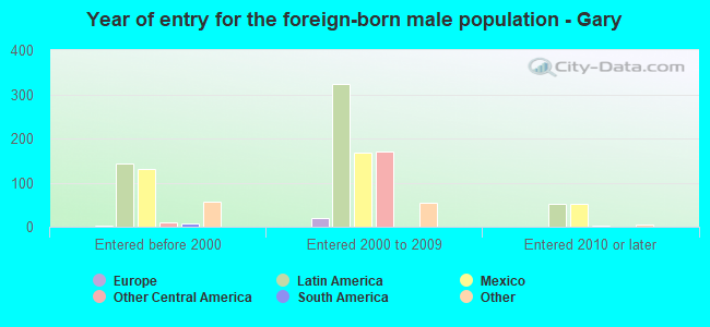 Year of entry for the foreign-born male population - Gary