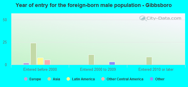 Year of entry for the foreign-born male population - Gibbsboro