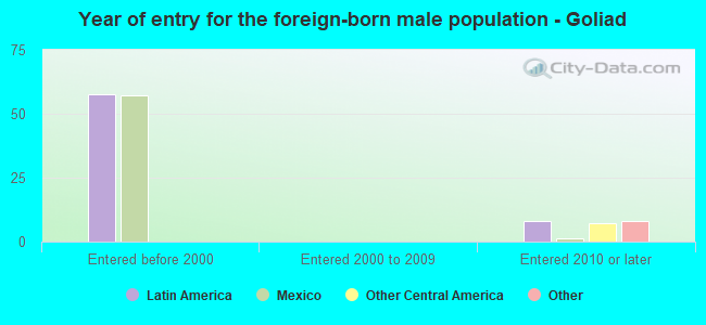 Year of entry for the foreign-born male population - Goliad