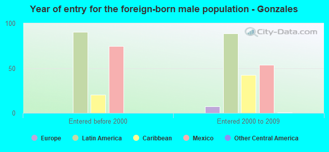 Year of entry for the foreign-born male population - Gonzales