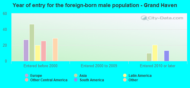 Year of entry for the foreign-born male population - Grand Haven