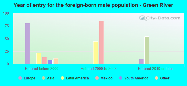 Year of entry for the foreign-born male population - Green River