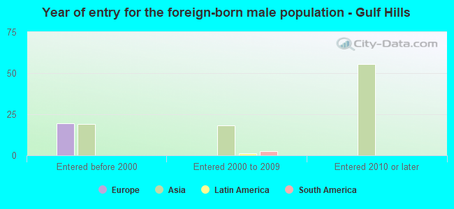 Year of entry for the foreign-born male population - Gulf Hills