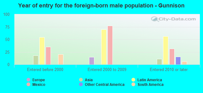 Year of entry for the foreign-born male population - Gunnison